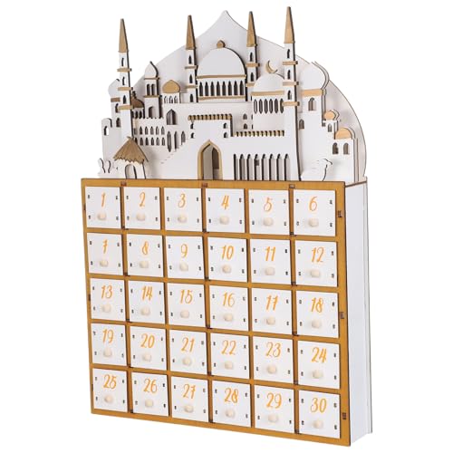 Calendrier du Ramadan en bois avec 30 tiroirs et LED SOLUSTRE pour maison
