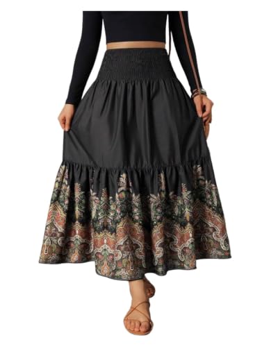 Jupe longue bohème pour vos vacances à la plage, style imprimé floral fluide