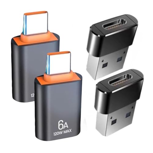 CLEM Provence Adaptateur USB-C USB-A, Lot de 4, Charge Rapide, Noir