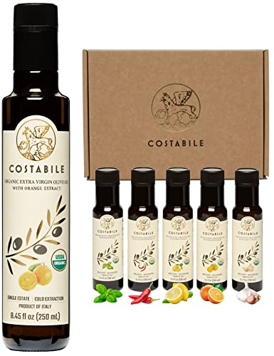Gift Set Of 5 Flavored Organic Olive Oil & Orange Infused Evoo. Great To Enhance Your Dishes - Costabile #TOP13