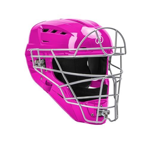 FORCE3 XS3 PRO Catchers Helmet | Gloss | Meets NOCSAE (Pink/Silver, Large) - Thumbnail 2