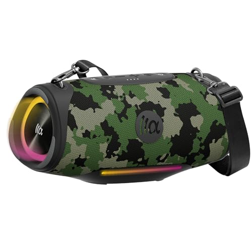 TAZATA Portable Bluetooth Speaker 80W RMS,120W Peak Loud Subwoofer Wireless Stereo with HD Sound,8H Playtime IPX7 Waterproof for Party cmaping Beach (CAMO-80W RMS/120W Peak)