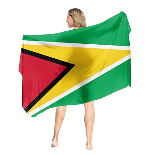 Tienchin Guyana Flag Bathing Suit Cover Up for Women Beach Sarong Wraps for Women