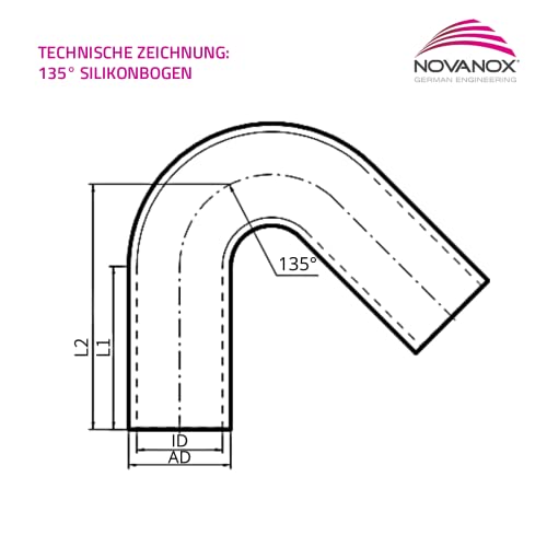 Coude en silicone 135° résistant à la pression avec diamètre 70 mm - 3
