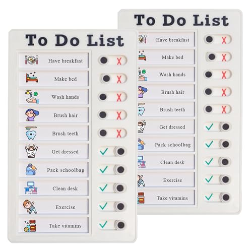 2 Checklisten-Tafel Aufgabenliste zum Aufkleben, wiederverwendbares Memoboard für Kind, Aufgabenplaner für Kind