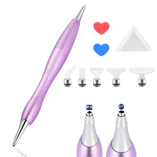 benote Metal Diamond Art Painting Pen Kits Screw In Tip, Ergonomic Diamond Drill Pen Tools Square Painting Art Supplies with Multi Interchangeable Tip for Arthristic Hand Cramp - Purple