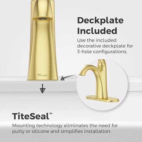Pfister Willa Bathroom Sink Faucet, Single Control, 1-Handle, Single Hole, NSF Certified, Brushed Gold Finish, LF042MALBG
