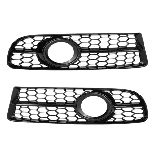 アウディ A4 B7 S4 S-Line 2005-2008 ハニカムメッシュ フォグランプグリルカバー 1組 フロントバンパー フォグランプグリル 対応車種(Black)