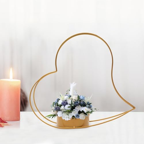REHOUPTU 10 Pack Heart-Shaped Metal Flower Vases, 14.17
