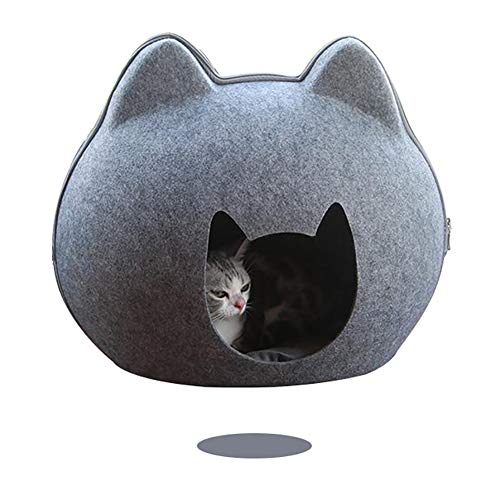 SNAWEN Maison de Chat, lit de Chat Amovible Grotte Sac de Couchage Maison pour Animaux de Compagnie nid Panier de Chat avec Coussin Feutre Tissu Chiot nid Chats Chien Couchage Fournitures Cover