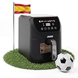 Princess Slim Airfryer 5,5 L - 1500 W - silencioso (55 db) - Diseño compacto - Sin aceite - 8 programas de cocina - Termostato ajustable - Recubrimiento antiadherente, Pilotos de color