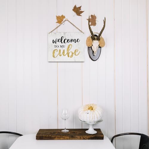 image for Ziyouza Home Decor Wood Plaque Sign Wall Hanging, Welcome to My Cube, 