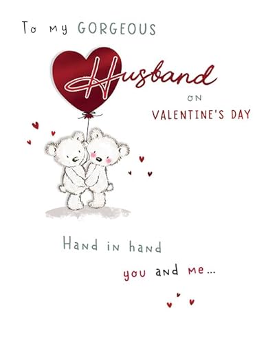 Piccadilly Greetings Valentine's Day Card, To My Gorgeous Husband - 8 x 6 inches