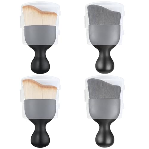 Lot de 4 brosses de nettoyage pour intérieur de voiture avec étui, brosses à poils doux, brosse à poussière intérieure de voiture, brosse à épousseter pour tableau de bord, écran, grille d'aération