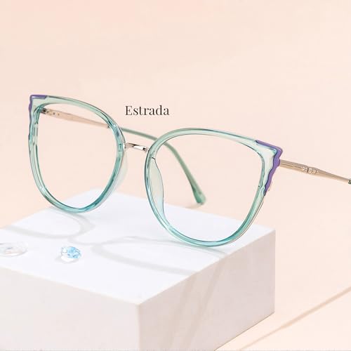 Image of Zeelool Cat Eye Eyeglasses Frame for Women Men Non-prescription Clear Lens ZJGX338746-06 Green