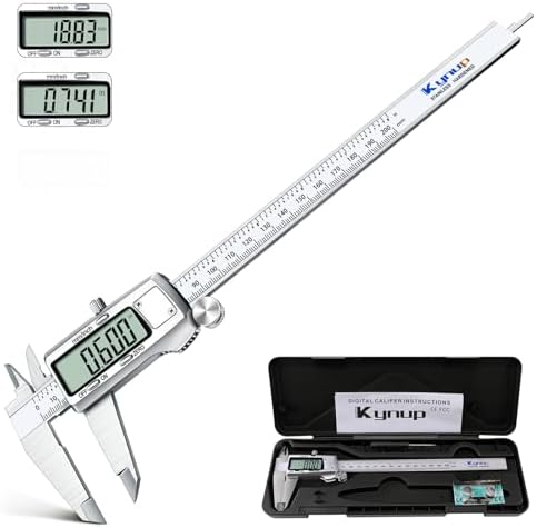 Kynup Digital Messschieber, 200 mm Schieblehre Digital Edelstahl, Elektronik Digitaler Messschieber Messwerkzeuge, LCD Display für Haushalt und Industrie Messung Messlehre