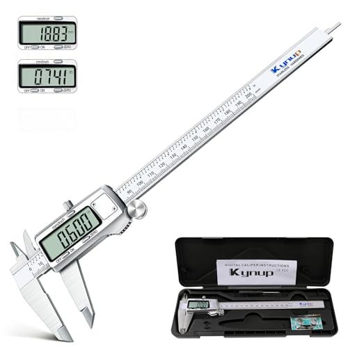 Image of Kynup Digital Calipers, 200mm/8 Inch Electronic Calipers Measuring Tool with Stainless Steel, Precision Digital Tool Vernier Micrometer Measuring Tools with Mm/Inch Conversion