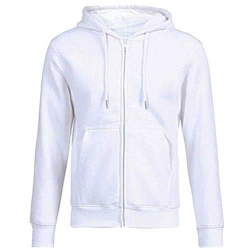 KYEYGWO Weiß Fleece Hoodies Sweatshirts für Herren und Damen, Zip-Hoodie Kapuzenpullover mit Tasche, Einfarbig Lange Ärmel Kapuzenjacke Herbst Winter Sweatjacke, XXL Cover