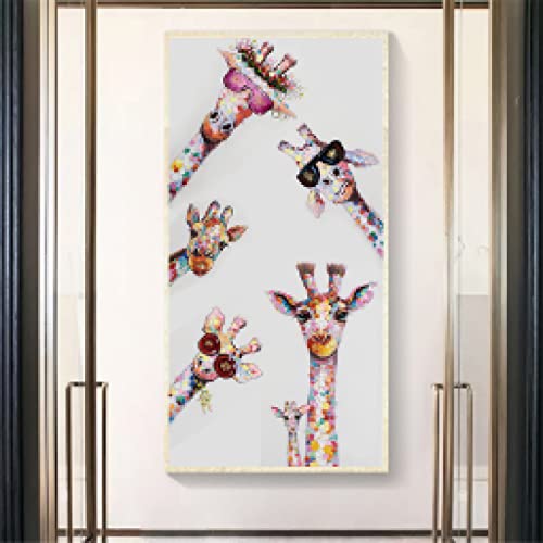 Peinture Girafe Multicolore 50x100 | Solution Déco Murale Grand Format - 3