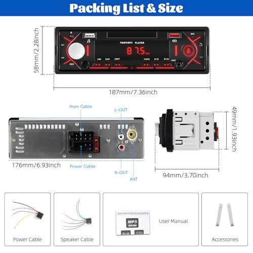 Radio de coche Bluetooth multimedia single DIN miniatura 7