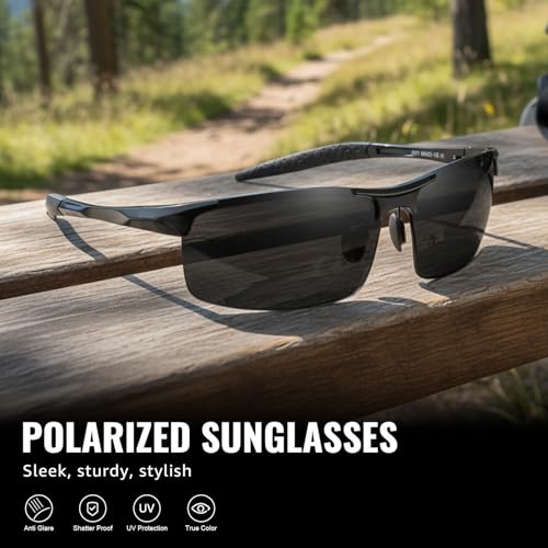 Image of TJUTR Mens Photochromic Sunglasses Day & Night Driving Z87 Sun Glasses Polarized UV400 Protection Safety Glasses