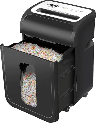 Image of VidaTeco Cross-Cut Paper Shredder for Home Use, Heavy Duty 15-Sheet Shreds Paper /Card Office Shredder, Security Level P-4 Jam Proof System 20L Pullout Basket and Wheels