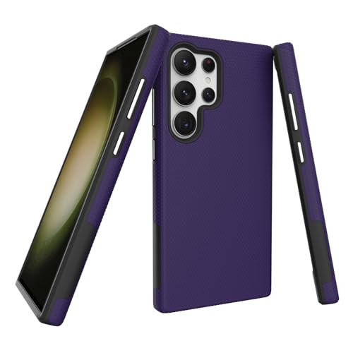 Image of NOXO Ultra-Hybrid Triangle Back Case Cover for Samsung Galaxy S24 Ultra, | Shockproof Design | Camera Protection | Soft TPU & Rugged PC | Bumper Case Cover for Samsung S24 Ultra, (Deep Purple)