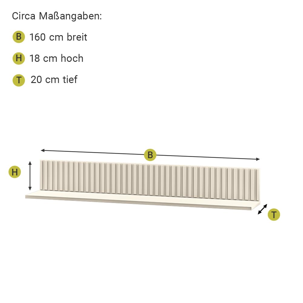 Lomadox Wohnzimmer Wandboard, 120 cm breit, in Kaschmir mit Rillenoptik, B/H/T ca. 120/18/20 cm