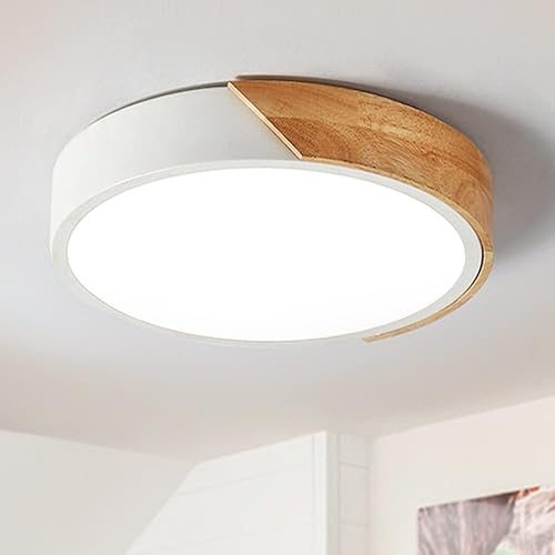 Lámpara de techo LED moderna de 11.8 pulgadas, lámpara de techo de madera minimalista de forma redonda, lámpara de techo circular, lámparas de