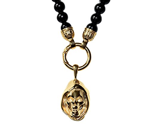 Collana di perle in onice con ciondolo a forma di