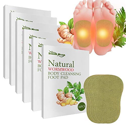 AHERAR Pure Health Wormwood Body De_toxing Pads,Natural Wormwood Body Cleansing Foot Pads, Anti Swelling Ginger Detoxing Patch, De_tox Foot Pads (6Box (96Pcs)) Cover