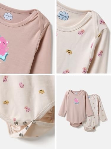 Image of Nautinati Baby Girls 100% Cotton Graphic Printed Bodysuits /Onsies (Value Pack) | Age 0-2 Years