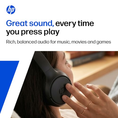 Image of HP H400 Wireless Headset, Over Ear Headset, Built-in Noise-canceling mic, Calling and Playing time Upto 50 Hours, Bluetooth 6.0, Type-c Charging, 1 Year Warranty, Black, 210 Grams (D69Z3AA)