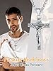 U7 Jesus Cross Necklace for Men Women, Stainless Steel INRI Crucifix Pendant, Silver Religious Necklaces, Mens Faith Jewelry Gift for Christian Believers #2