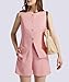 Casly Lamiit Womens Two Piece Short Sets Business Formal Outfits Button Down Waistcoat and Shorts High Waisted Pants 2025 Summer Work Suit Pink M