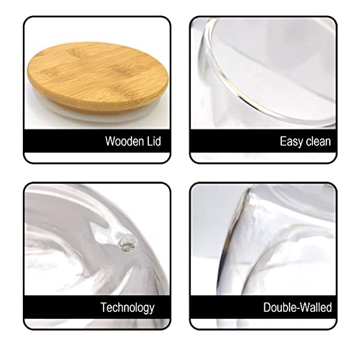 Zhmtang Glass Coffee Mug Double-Walled Borosilicate Glass Cup For Hot Or Iced Coffee, Milk, Tea (16 Oz Bamboo Lid) #TOP3