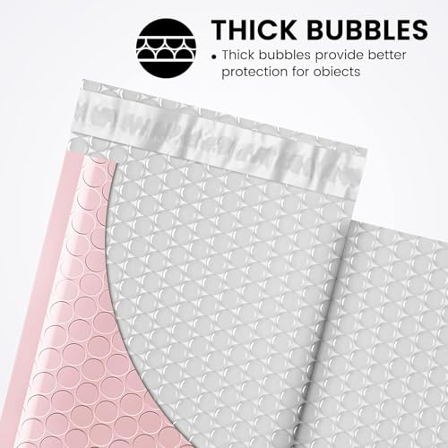 Image of Fuxury Bubble Mailers 4x8 Inch Light Pink 200 Pack Padded Envelopes Usable Size 4x7 inch Thick Mailing Envelopes Bubble Opaque Padded Mailers Shipping Bags for Mailing Jewelry Makeup Small Business#000