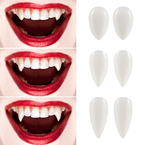 FOMIYES Halloween Vampire Fangs Fake Teeth Prop Cosplay Teeth Dentures for Halloween Party Props Decoration 3 Pairs