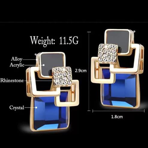 Image of Nilu's Collection Fashionista Classic Jewellery Square Crystal Earring Big Geometric Stud Earring for Women and Girls