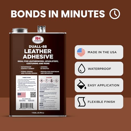 Duall-88 Leather Adhesive, 1 Gal. can - Leather Repair Glue, Crafting, DIY, Upholstery, Waterproof, Heat Resistant, Flexible, Long Lasting, High Strength, RH Adhesives