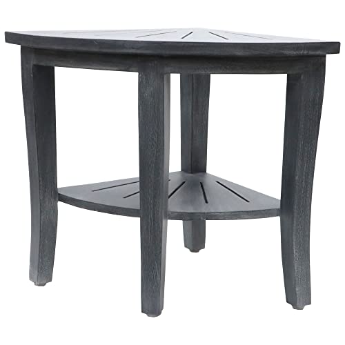 Redmon Genuine Teak Corner Bench, Weathered Grey #TOP3