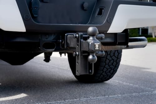 Image of BulletProof Hitches - 2.5 inch Adjustable Heavy Duty Trailer Hitch (22,000 lb. Rating) - 4 inch Drop /Rise Trailer Hitch with 2 inch & 2-5 /16 inch Dual Ball - Powder Coat, Solid Steel, Corrosion-Resistant
