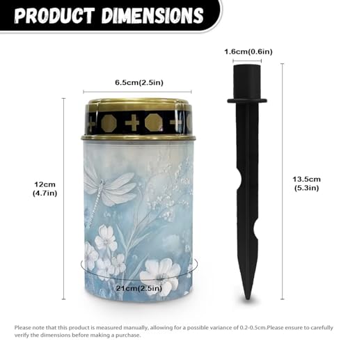 Image of Blue Dragonfly Cemetery Solar Lights Water Resistant LED Flameless Candle Grave Lights Solar Powered Grave Decor Memorial Gift Outdoor Garden Decor Light for Prayer 2 Pcs