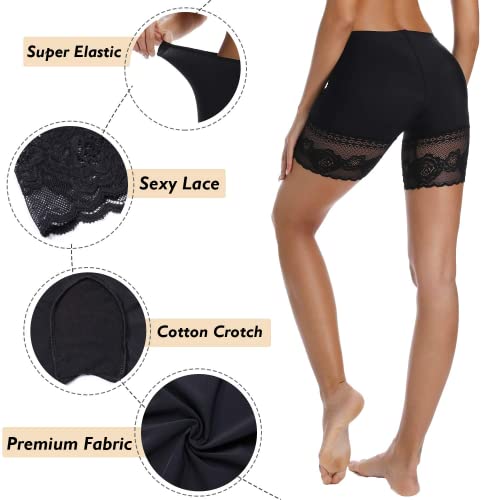 Joyshaper Slip Shorts For Under Dresses Thigh Slimmer Short Panties For Women Anti Chafing Thigh Bands With Lace Black L #TOP2