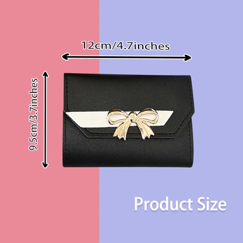 Wallets Wallets for Women, Snap-Button Women's Wallet PU Leather Card Holder Trifold Ladies Wallets with Multiple Card Slots, ID Window& Cash Compartment for Women of All Ages (Black)2