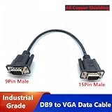 GXMRHWY DB9 męski na VGA męski 15-pinowy trzyrzędowy kabel transmisji sygnału, VGA do DB9 szeregowy kabel danych RS232 do wzajemnej transmisji sygnałów między 9-pinowymi urządzeniami wideo a