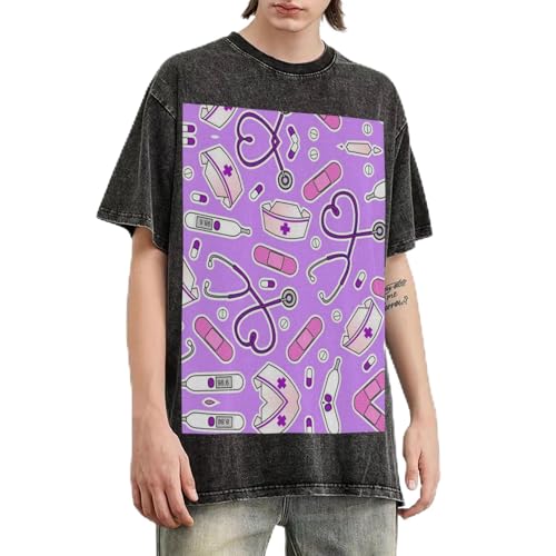 T-shirt violet infirmière cadeau idéal en coton lourd vintage pour homme