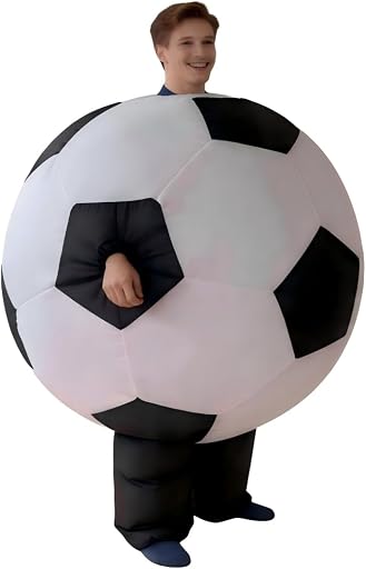 Inflatable Soccer Ball Costume for Adults, Funny Blow up Football Suit for Halloween, Sports Themed Party, Game Day