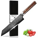 Perfektes Geschenk für einen Koch - Die Spitze ist schön und dünn. Schärfere, bessere Messer bringen gesündere Lebensmittel. Wir verwenden echten Damaszener-Stahl, geschmiedet aus 67 Lagen Verbundwerkstoff. Die faszinierenden Muster, die durch die Verarbeitung entstehen, das Schwarz und Weiß, das Hell und Dunkel, faszinieren die Menschen. Mit einer schönen Geschenkbox, so ist es das perfekte Geschenk für Mütter, Väter, Großeltern oder Freunde.