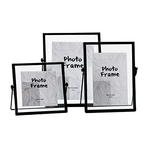 Cadre Photo Noir 7 Pouces en Métal Or et Bois Style Cube - 8